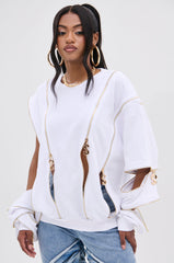 SABRINA ALL OVER ZIPPER SWEATSHIRT