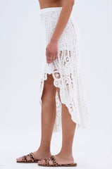 ASYMMETRICAL CROCHET PAISLEY MIDI SKIRT