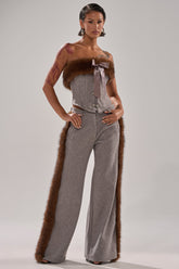 HALLE FUR TRIM WIDE LEG PANT