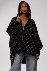 BLING BLING OVERSIZED ZIP UP SWEATSHIRT