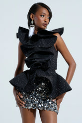 MS FASHIONISTA SLEEVELESS RHINESTONE BLOUSE