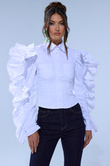 DREA RUFFLE SLEEVE BUTTON DOWN