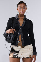 SHANNON KNIT BUTTON DOWN