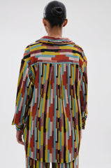 VIBES FEEL GOOD VELVET COLOR BLOCKED BUTTON DOWN