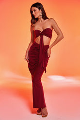 SEXY RUCHED BACK SLIT MAXI SKIRT