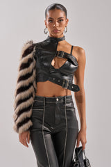 HIGH AND LOW FUR BLOUSE