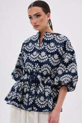 MELODY DENIM EYELET BLOUSE