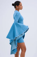 SHE'S ROYAL DENIM LONG SLEEVE MINI DRESS