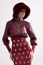 VENETTA FAUX LEATHER QUARTER ZIP SWEATSHIRT