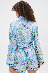 CRAZY IS GOOD PRINTED TIE FRONT BLOUSE