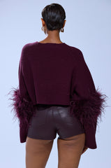 MILLY FEATHER TRIM SWEATER
