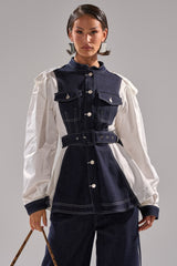 DIANA DENIM AND POPLIN BUTTON DOWN
