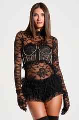 MOMENTS IN TIME GLOVED LACE BODYSUIT