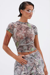 MEET ME HALFWAY PRINTED MESH TEE