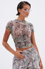 MEET ME HALFWAY PRINTED MESH TEE