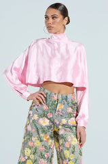 TALIA SATIN MOCK NECK BLOUSE