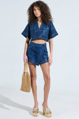 THINKIN ABOUT YOU WAX DENIM SKORT