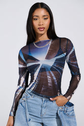 SKYS THE LIMIT MESH LONG SLEEVE TOP