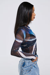 SKYS THE LIMIT MESH LONG SLEEVE TOP