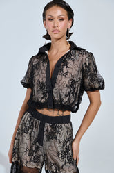 SHINE ON YOU LACE BUTTON DOWN TOP