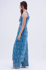 KEY TO YOUR HEART ASYMMETRICAL DENIM TOP