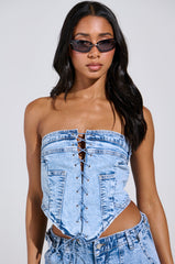 TIED UP DENIM CORSET