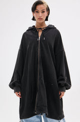 BELIEVE WHAT YOU HEARD OVERSIZED ZIP UP SWEATSHIRT