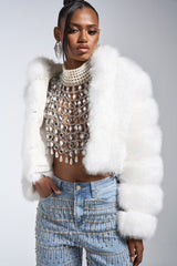 JOLENE FAUX FUR COAT IN WHITE