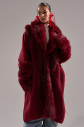 LUXE LIFE FUR CARDIGAN IN BURGUNDY