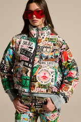 GREEN LIGHT LAYERED GRAPHIC BOMBER