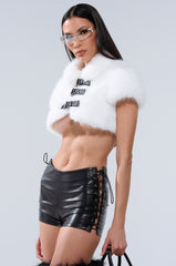 SNOW WHITE CROP FUR SWEATER