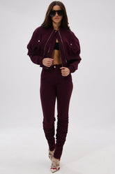 LYNX STACKED TROUSER IN BURGUNDY