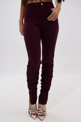 LYNX STACKED TROUSER IN BURGUNDY