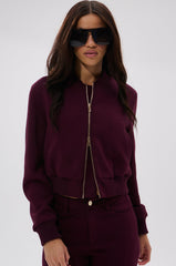 LYNX LAYERED BOMBER JACKET IN BURGUNDY