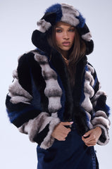 SUPERNOVA PANELED FAUX FUR IN BLUE MULTI