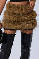 WILD AND FREE FUR MINI SKIRT