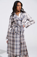 PLAID ABOUT YOU SHEER TRENCH