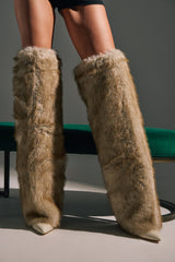 AZALEA WANG LAGANN BONE THIGH HIGH FUR LUXE BOOT