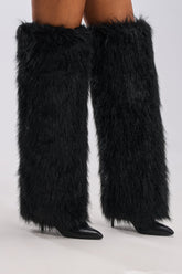 AZALEA WANG LANGLEYE BLACK THIGH HIGH FUR LUXE BOOT