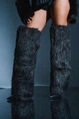 AZALEA WANG LANGLEYE BLACK THIGH HIGH FUR LUXE BOOT