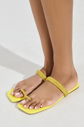 AKIRA LAVEDA YELLOW EMBELLISHED FLAT SANDAL