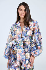 EXALTED FLORAL TIE FRONT BLOUSE