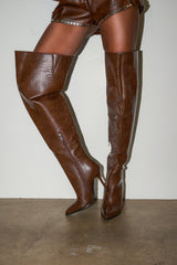 AZALEA WANG LORAH CROC BROWN BOOT