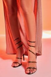 AKIRA LOWRI BROWN SNAKE SPIRAL STILETTO SANDAL