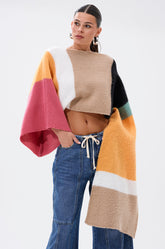 I LIKE IT LIKE THAT CROP ABSTRACT SWEATER