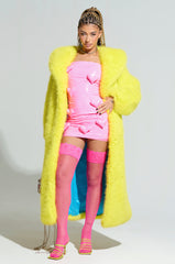MANCHESTER HOODED FAUX FUR IN LIME