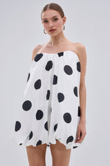ON THE DOT SATIN BUBBLE MINI DRESS