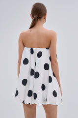 ON THE DOT SATIN BUBBLE MINI DRESS