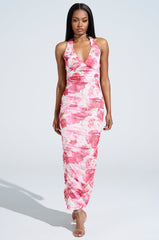 VIOLETS FOR ROSES PRINTED MAXI DRESS