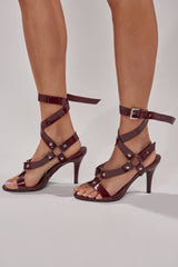 AZALEA WANG MORGANNA BURGUNDY PATENT SEXY STILETTO SANDAL